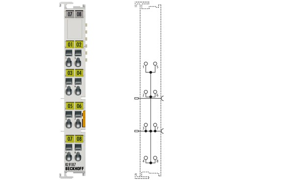 BECKHOFF KL9187 Potential Distribution Terminal, 8 x 0 V DC